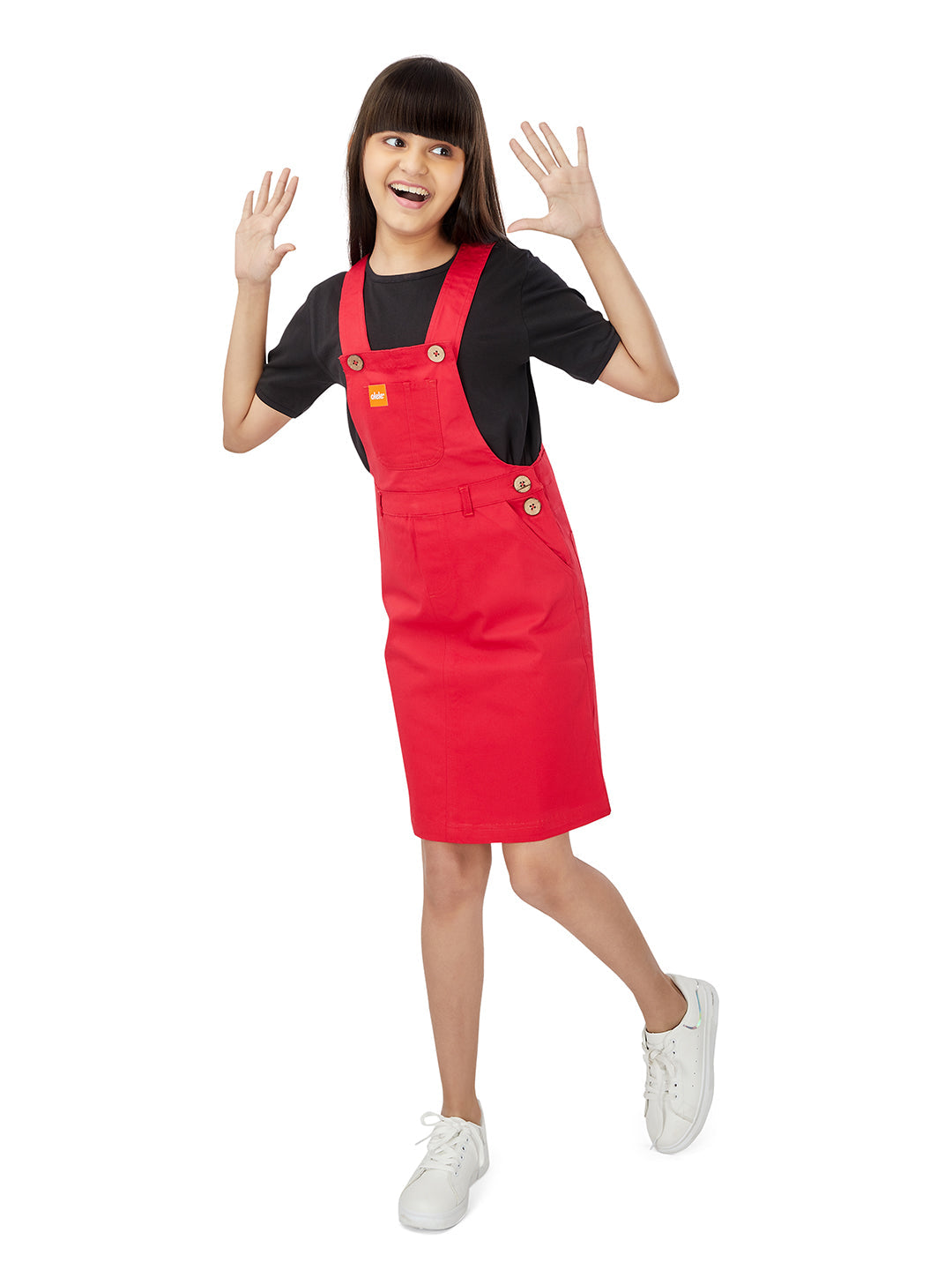 Naughty Dungaree® Girls Dungaree Dress - Cherry Red