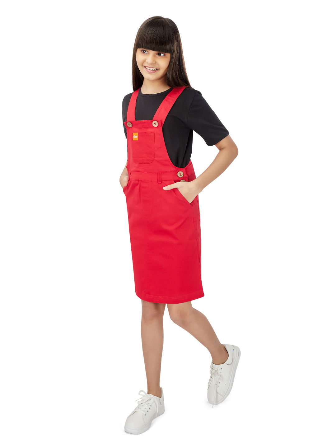 Naughty Dungaree® Girls Dungaree Dress - Cherry Red