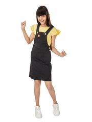 Naughty Dungaree® Girls Dungaree Dress - Black Denim