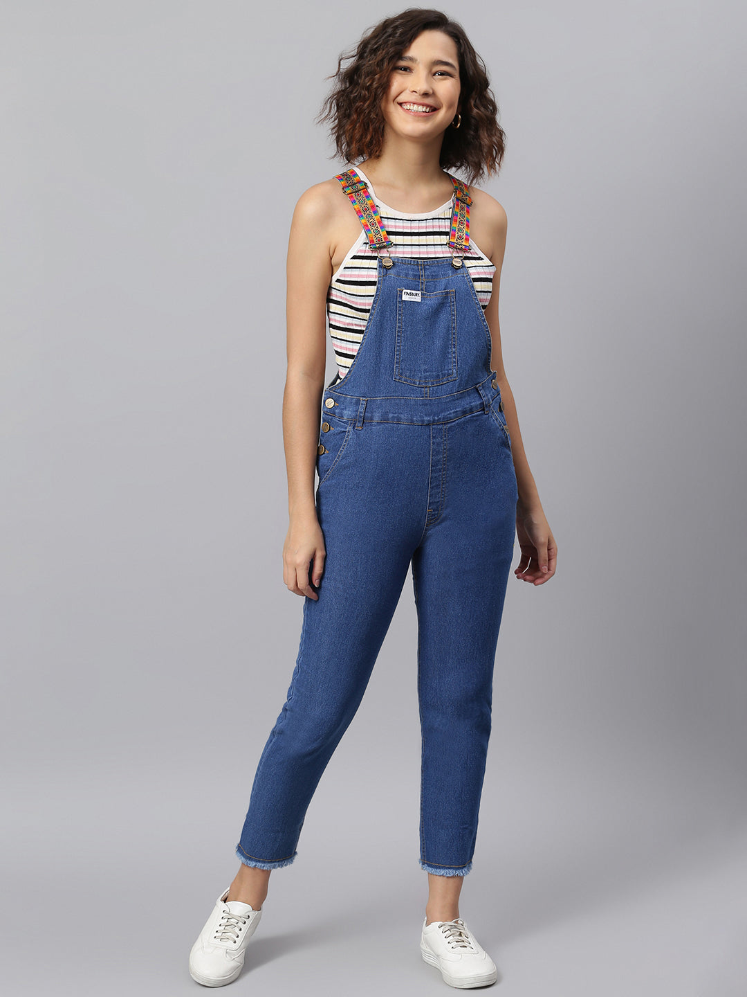 NaughtyDungaree® Womens Denim Dungaree with Embroidered Straps