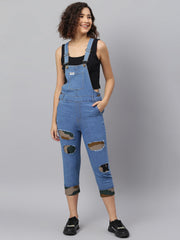 NaughtyDungaree® Women Denim Dungaree with Camouflage Print Infusion