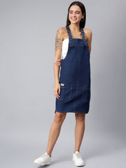 NaughtyDungaree® Women's Denim Dungaree Dress with Size Zipper