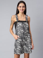 NaughtyDungaree® Women's Zebra Print Dungaree Playsuit