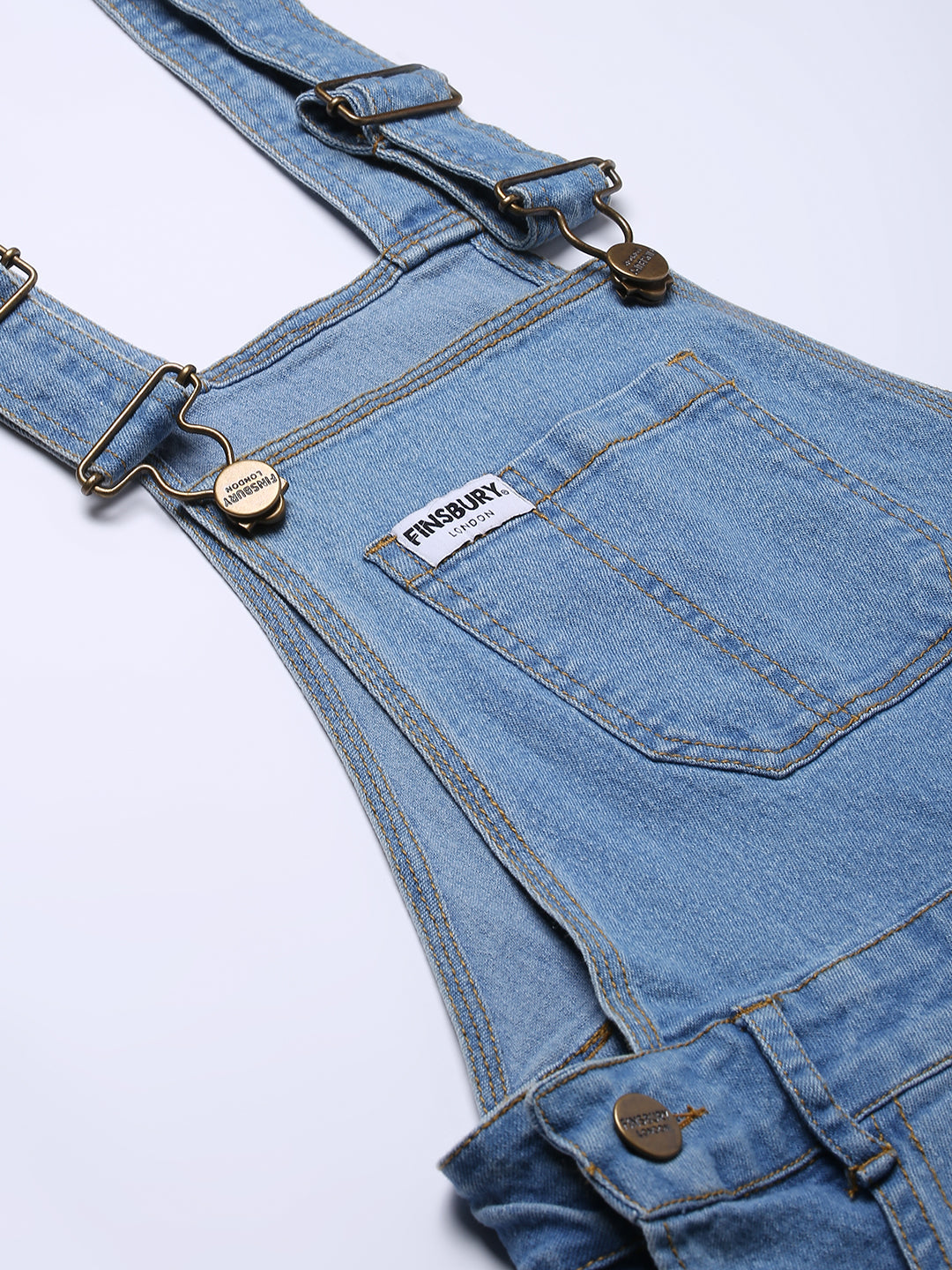 NaughtyDungaree® Women Denim Dungaree with Blue Rib Leg Opening`