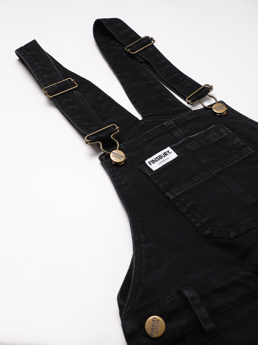 NaughtyDungaree® Women's Black Denim Dungaree with Destroyed Wash