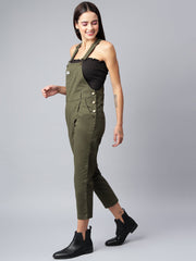 NaughtyDungaree® Cotton Twill Womenswear Dungaree - Olive Green