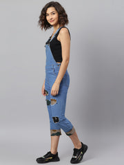 NaughtyDungaree® Women Denim Dungaree with Camouflage Print Infusion