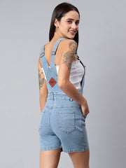 NaughtyDungaree® Women's Denim Dungaree Playsuit with Front Button Opening