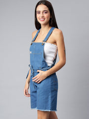 NaughtyDungaree® Women's Denim Dungaree Playsuit with Matching Stings