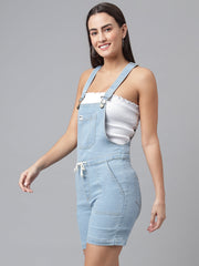 NaughtyDungaree® Women's Denim Dungaree Playsuit with Contrast White Stings