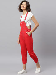 NaughtyDungaree® Women's Red Cotton Twill Dungaree