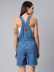 NaughtyDungaree® Women's Denim Dungaree Playsuit with Matching Stings