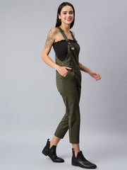 NaughtyDungaree® Cotton Twill Womenswear Dungaree - Olive Green