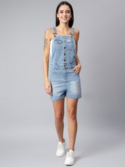 NaughtyDungaree® Women's Denim Dungaree Playsuit with Front Button Opening