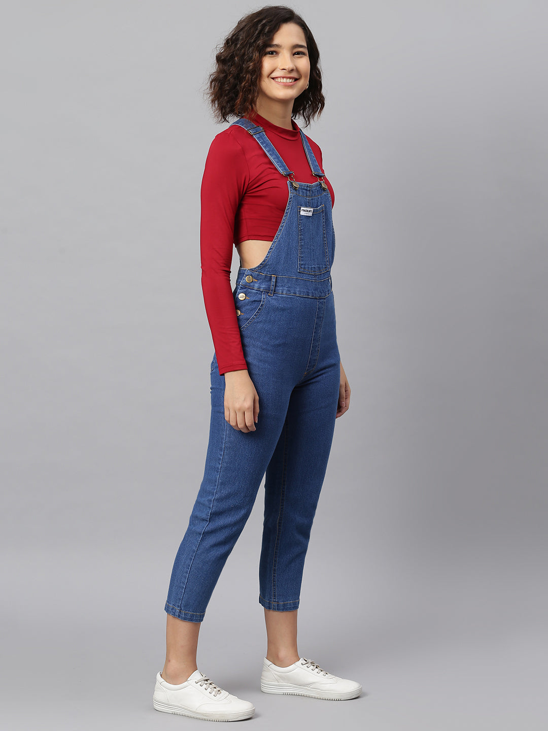 NaughtyDungaree® Womens Denim Dungaree with Crossover Back Strap