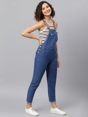 NaughtyDungaree® Womens Denim Dungaree with Embroidered Straps