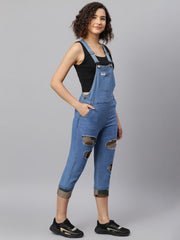 NaughtyDungaree® Women Denim Dungaree with Camouflage Print Infusion