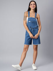 NaughtyDungaree® Women's Denim Dungaree Playsuit with Matching Stings