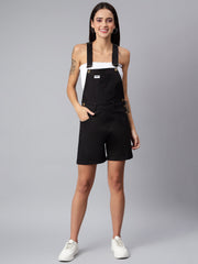 NaughtyDungaree® Women's Cotton Twill Dungaree Playsuit - Ebony Black