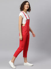 NaughtyDungaree® Women's Red Cotton Twill Dungaree