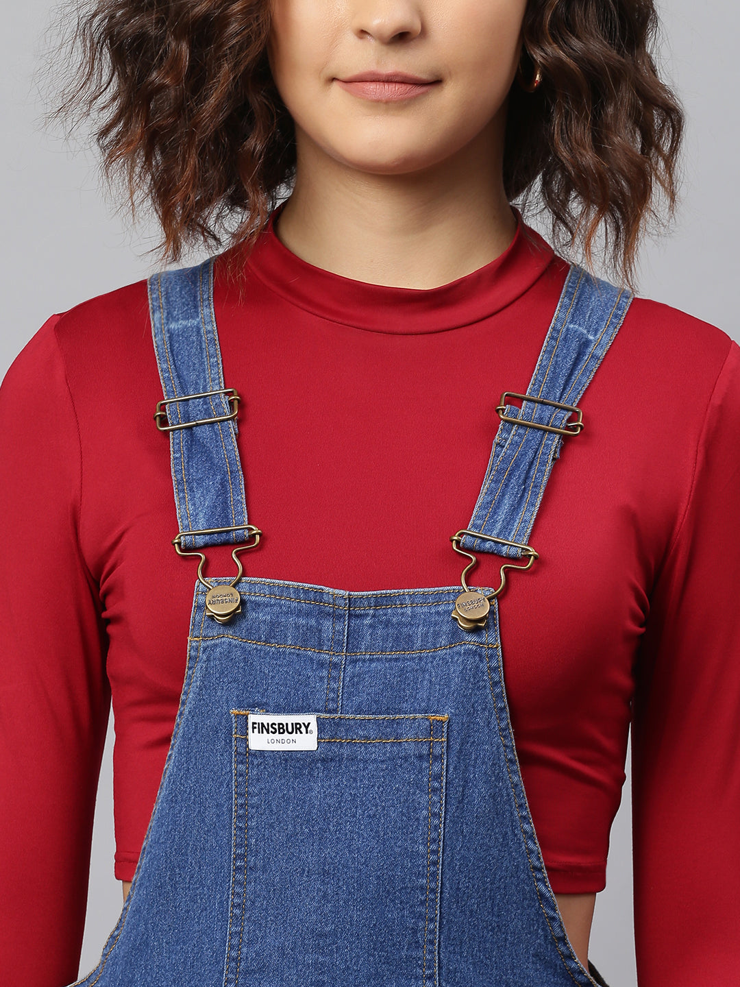 NaughtyDungaree® Womens Denim Dungaree with Swiss Tape