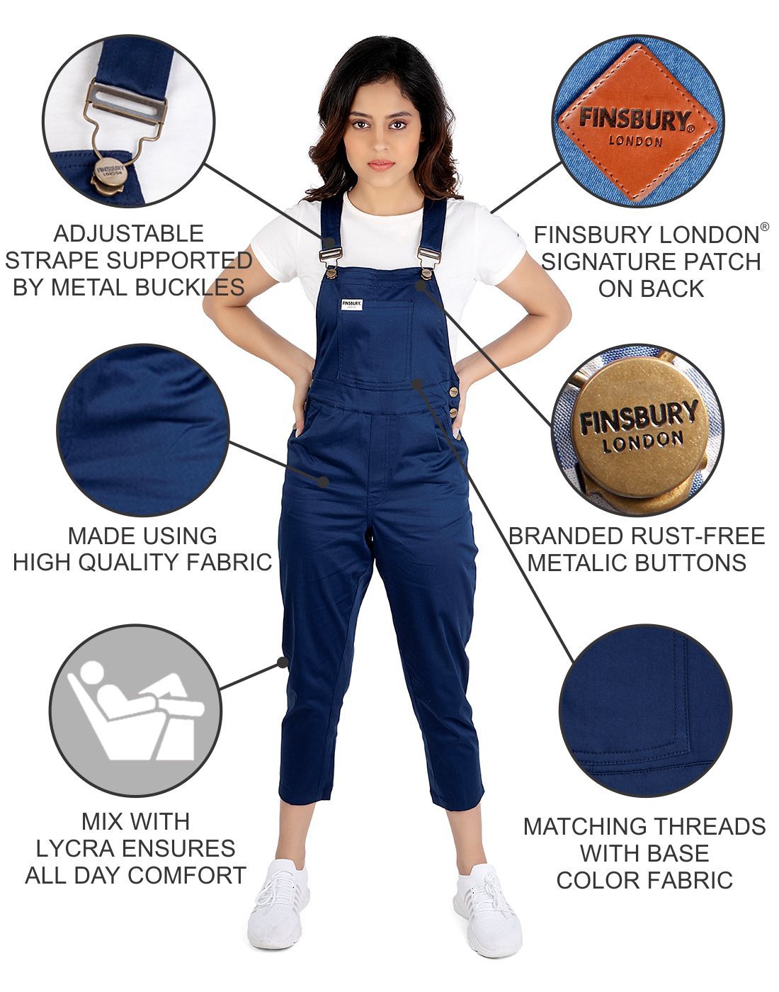 NaughtyDungaree® Blue Twill Womens Dungaree