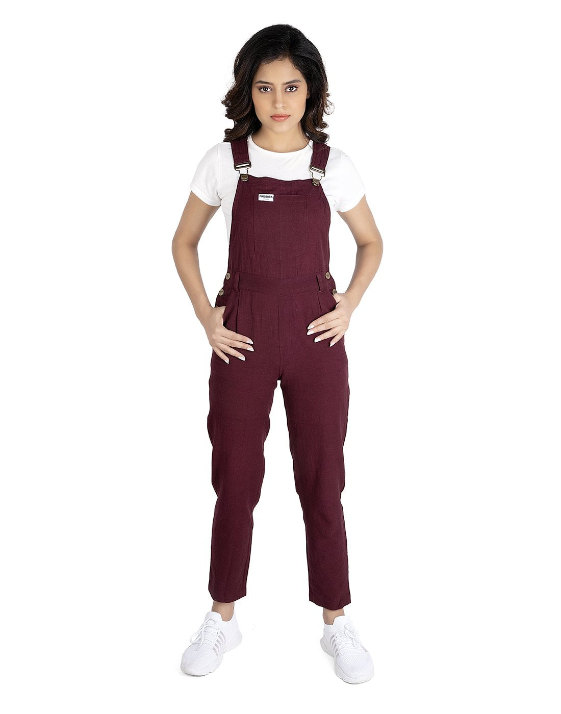 NaughtyDungaree® Red Wine Canvas Women Dungaree