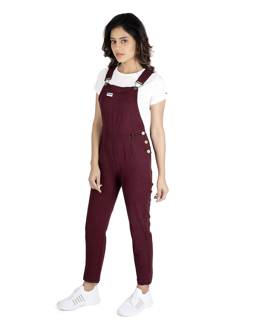 NaughtyDungaree® Red Wine Canvas Women Dungaree