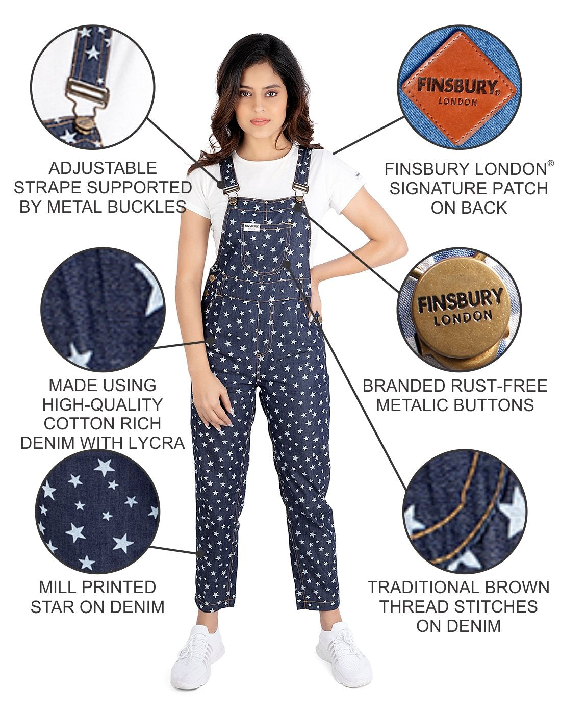 NaughtyDungaree® Little Star Women Denim Dungaree