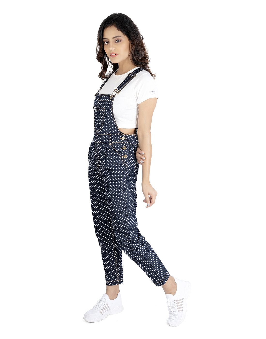 NaughtyDungaree® Polka Dot Womens Denim Dungaree