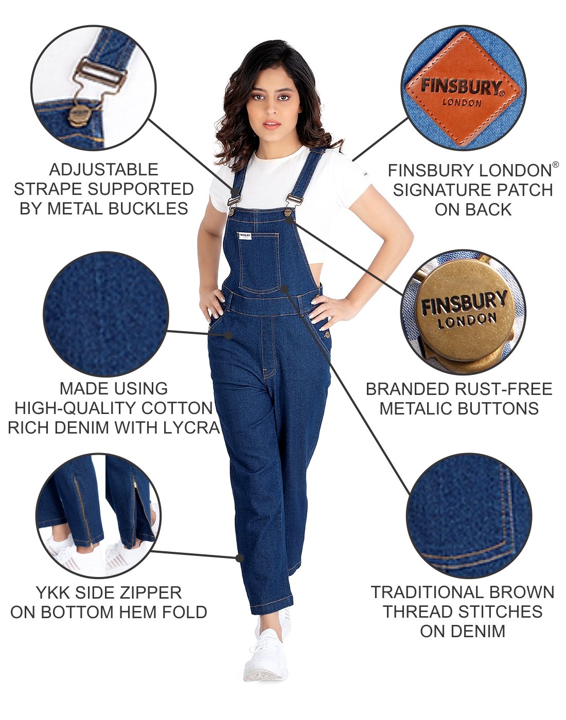 NaughtyDungaree® Womens Denim Dungaree with Bottom Zip Lock Ruffle