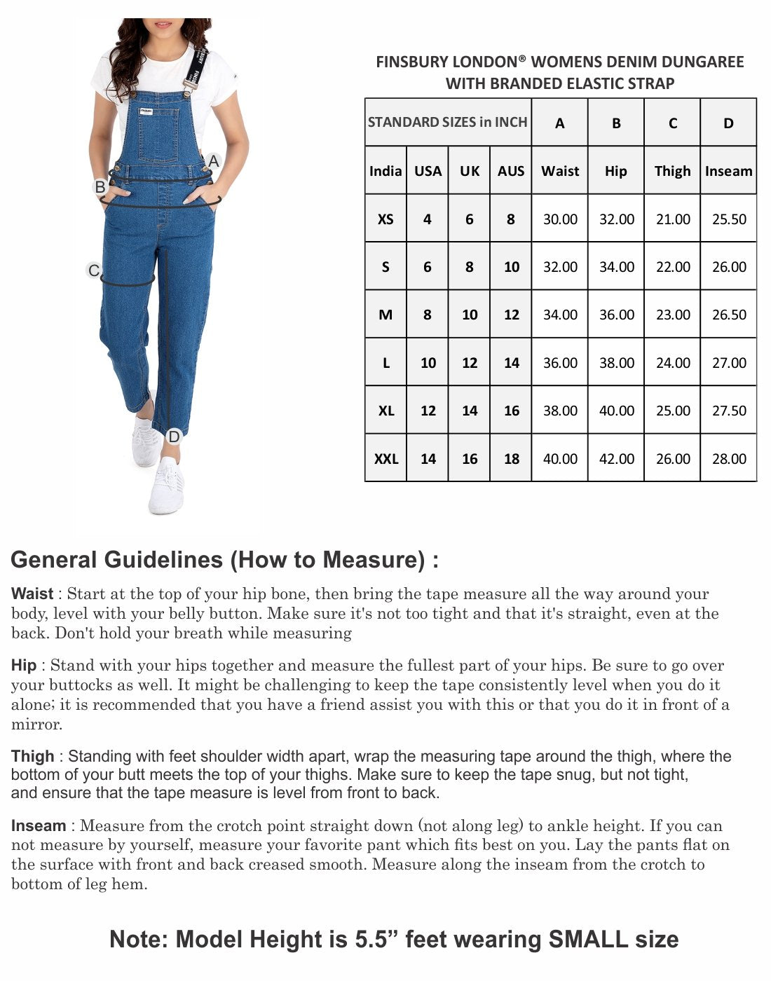 NaughtyDungaree® Womens Denim Dungaree with Branded Elastic Strap