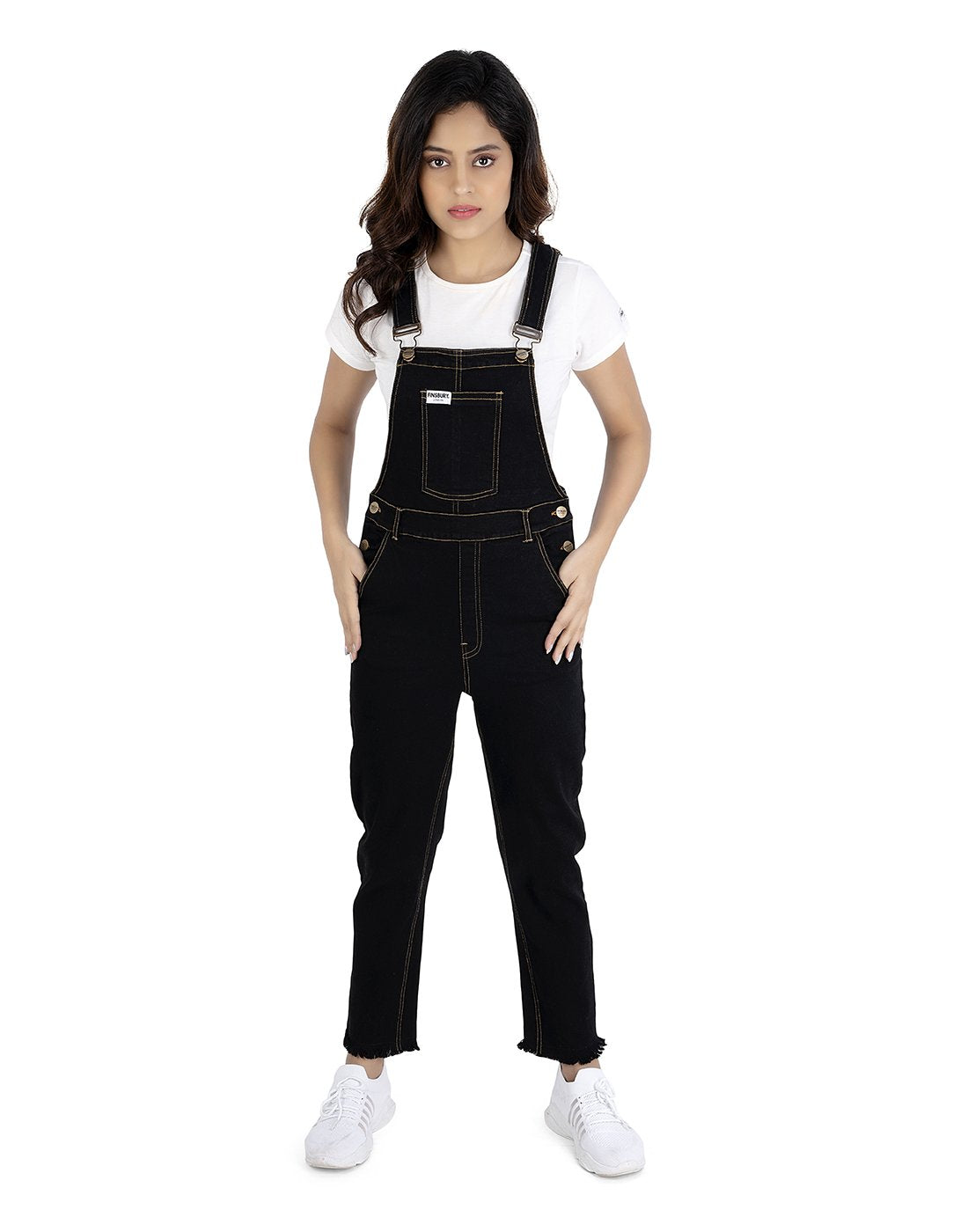 NaughtyDungaree® Black Denim Dungaree for Women and Chicks