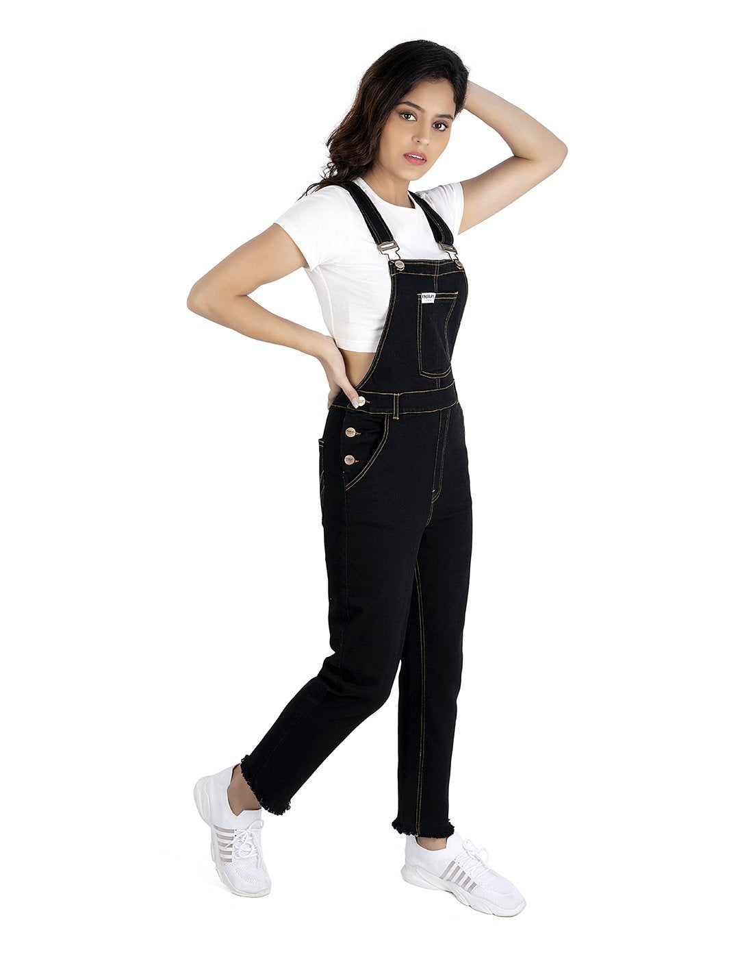 NaughtyDungaree® Black Denim Dungaree for Women and Chicks