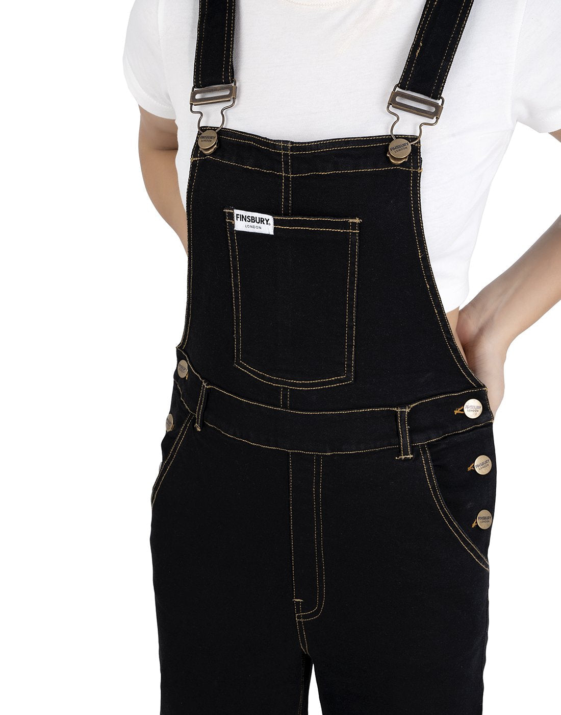 NaughtyDungaree® Black Denim Dungaree for Women and Chicks