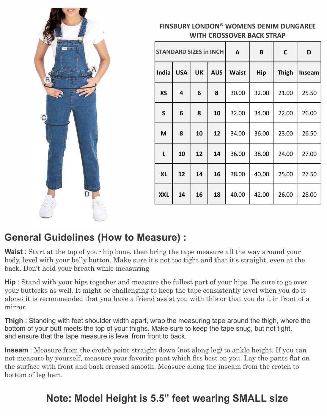 NaughtyDungaree® Womens Denim Dungaree with Crossover Back Strap