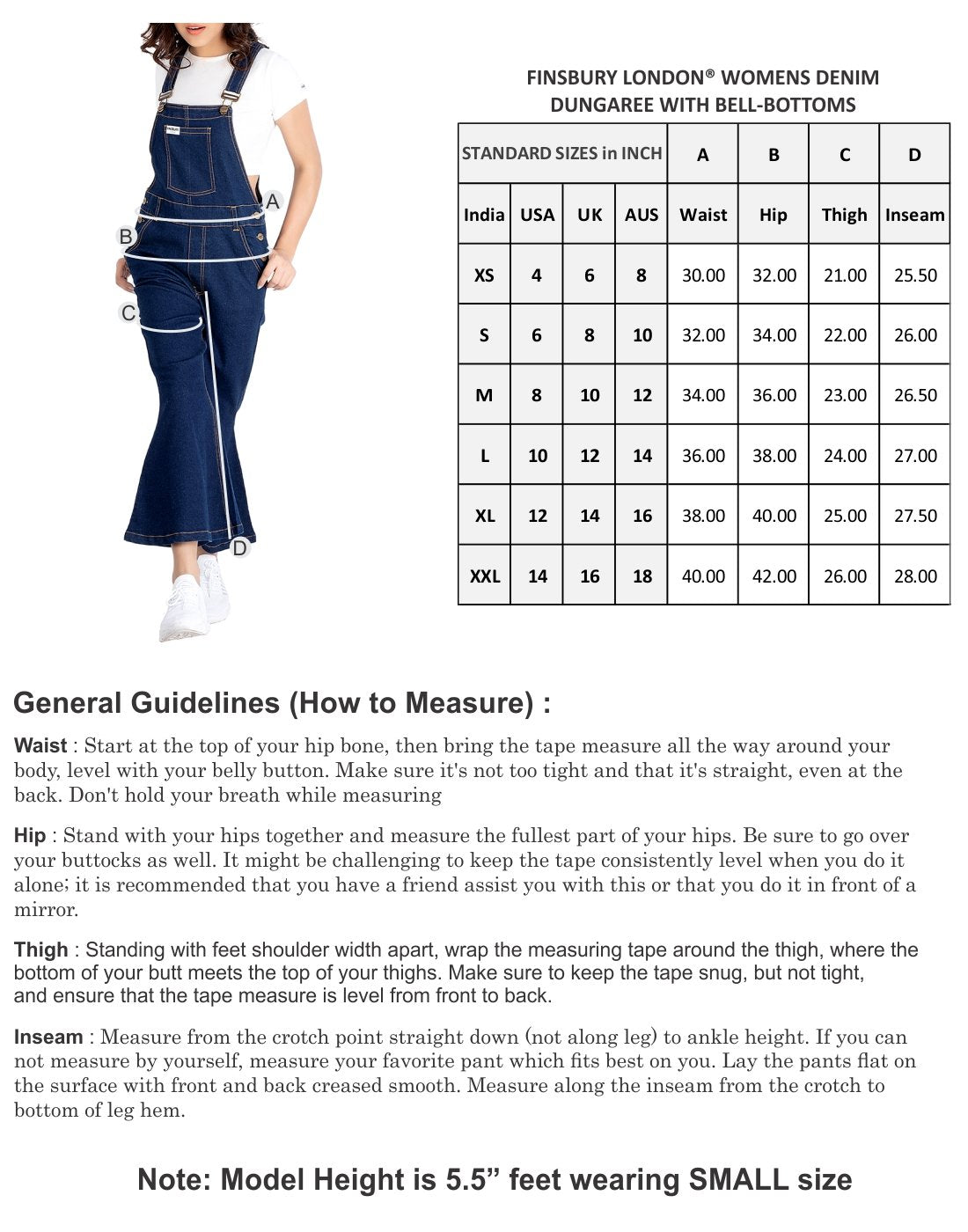 NaughtyDungaree® Womens Denim Dungaree with Bell-Bottoms