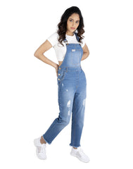 NaughtyDungaree® Women Denim Dungaree with Damaging Effect