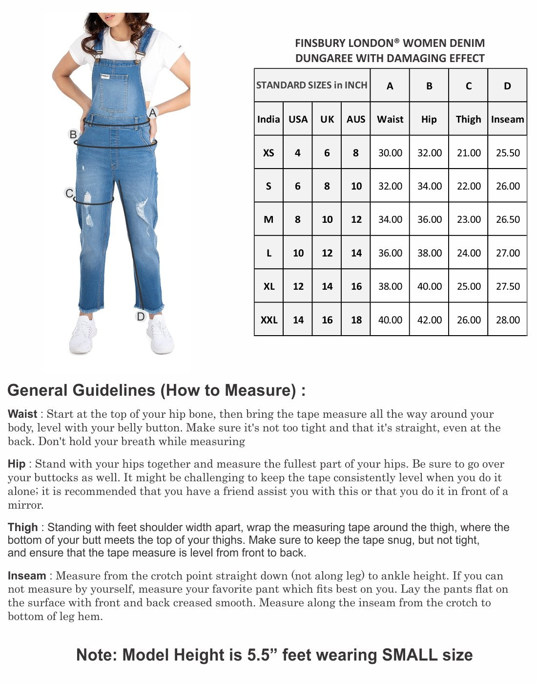 NaughtyDungaree® Women Denim Dungaree with Damaging Effect