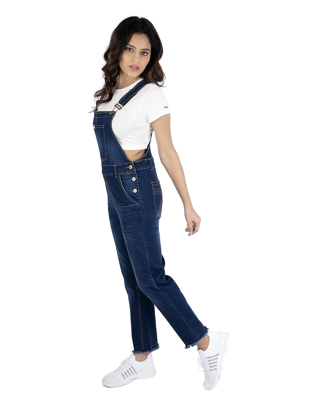 NaughtyDungaree® Women Denim Dungaree with Crunching Effect