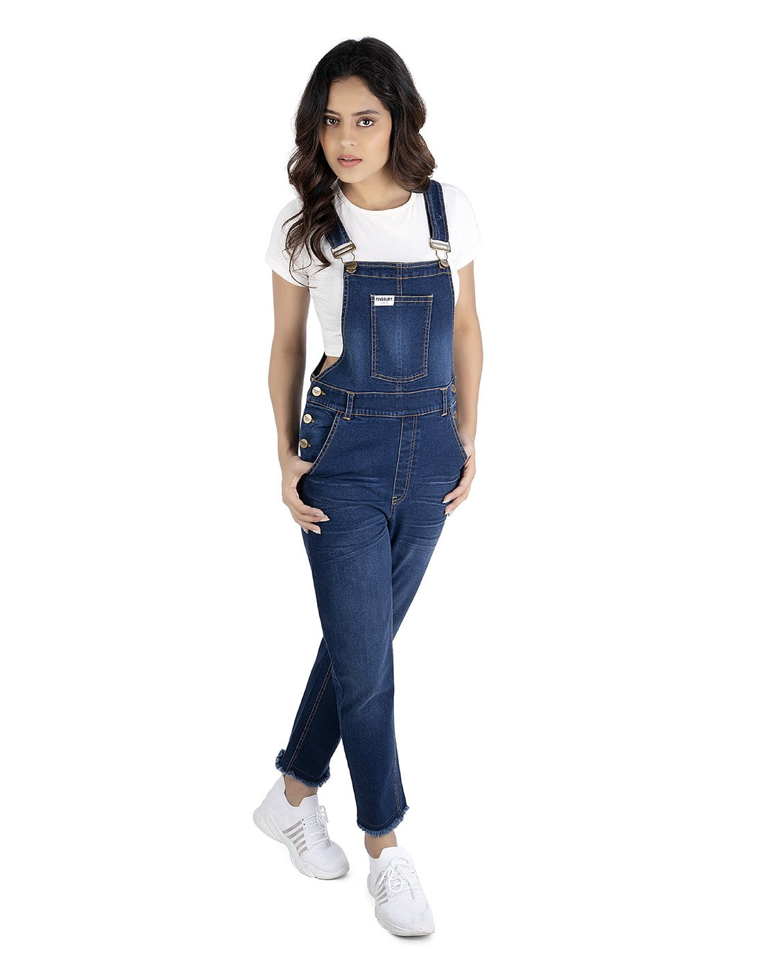 NaughtyDungaree® Women Denim Dungaree with Crunching Effect