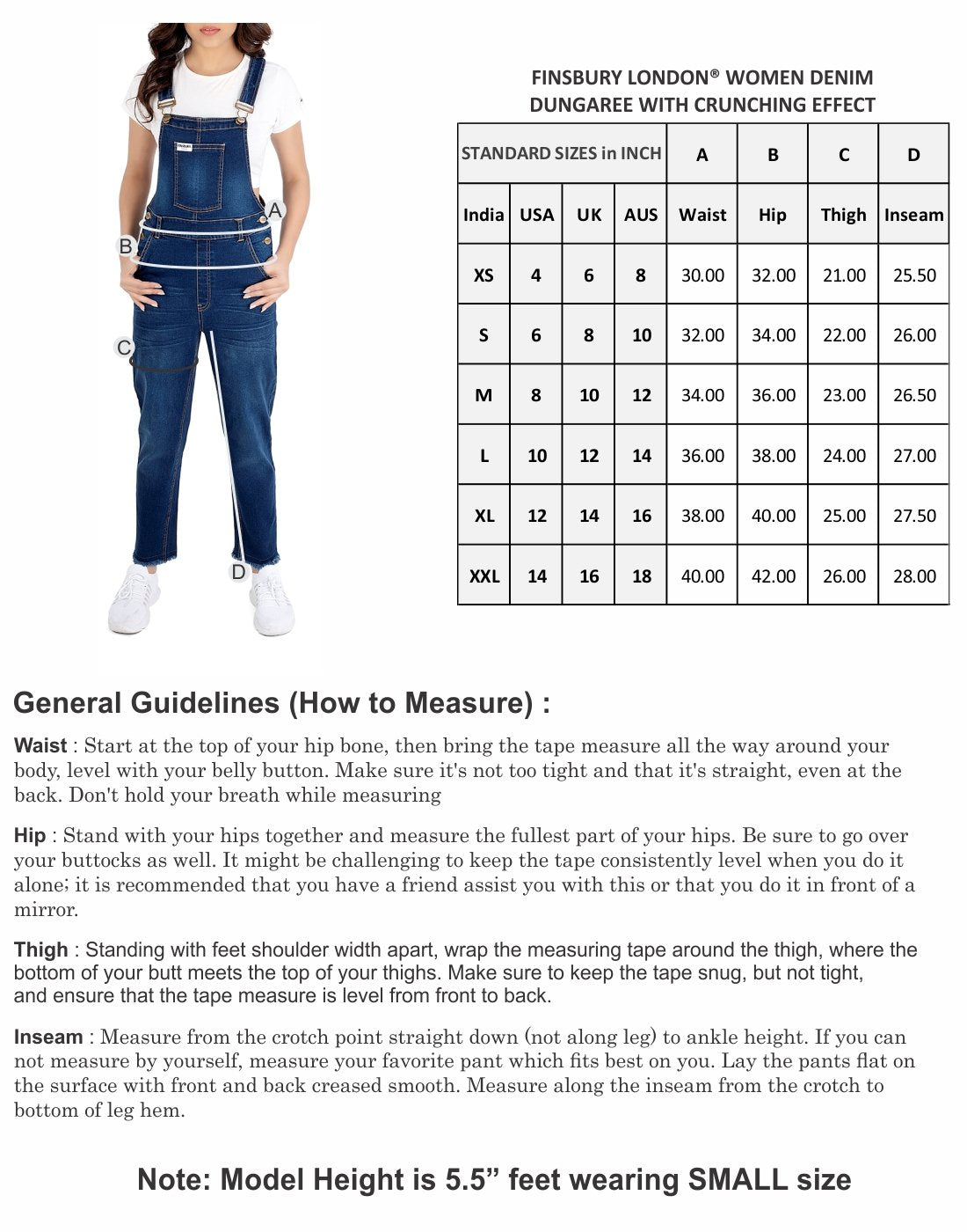 NaughtyDungaree® Women Denim Dungaree with Crunching Effect