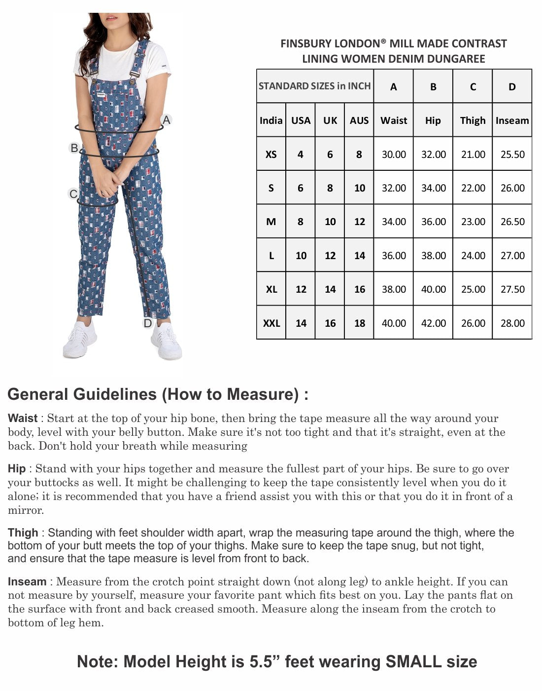 NaughtyDungaree® Mill Made Contrast Lining Women Denim Dungaree