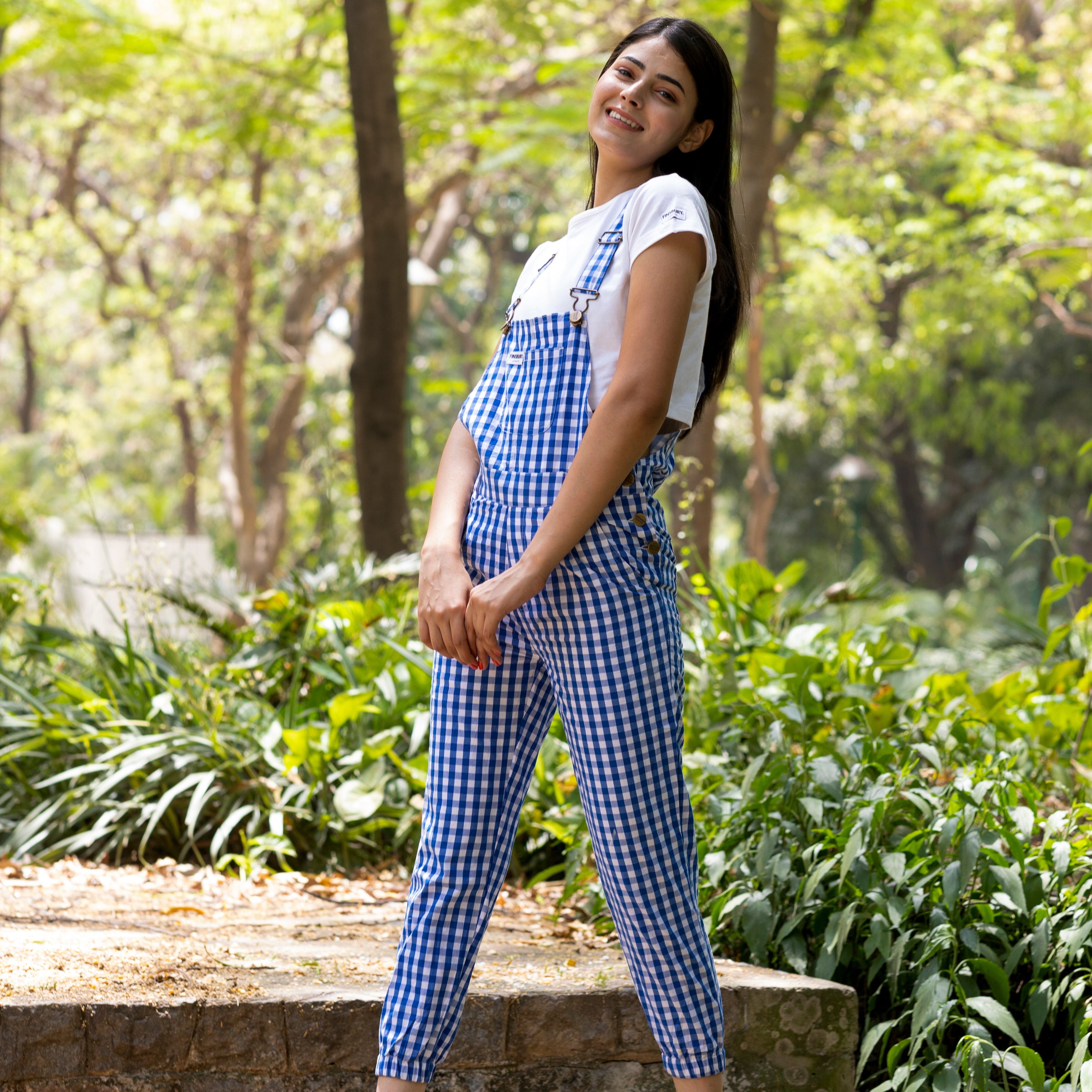 NaughtyDungaree® Blue Check Women Dungaree