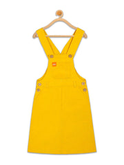 Naughty Dungaree® Girls Dungaree Dress - Butter Yellow Corduroy