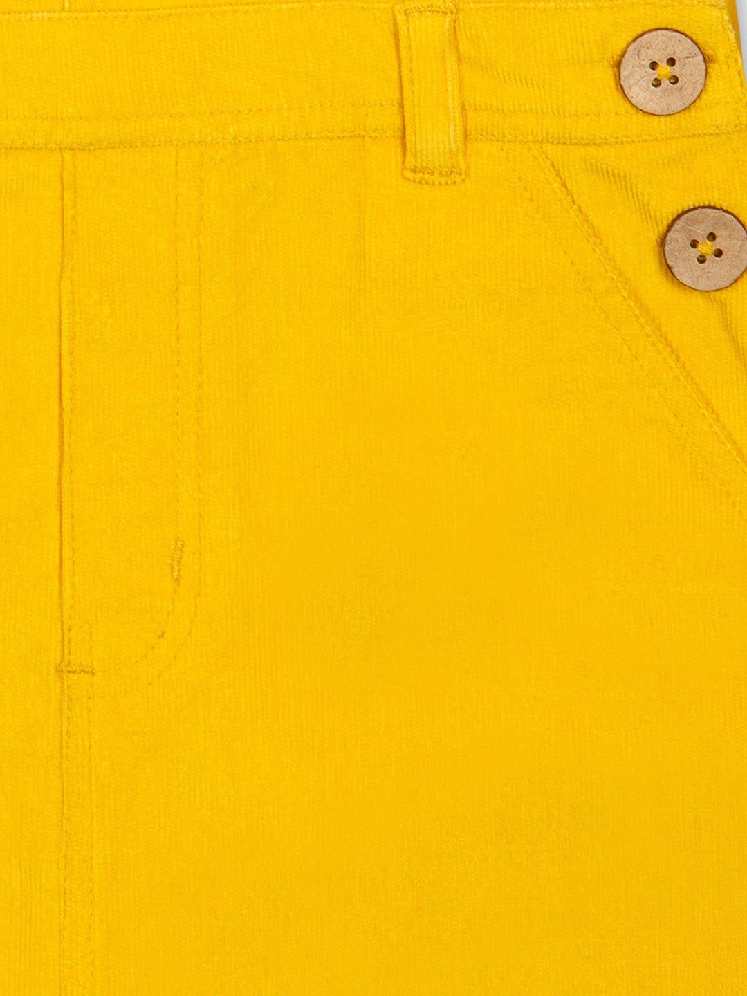 Naughty Dungaree® Girls Dungaree Dress - Butter Yellow Corduroy